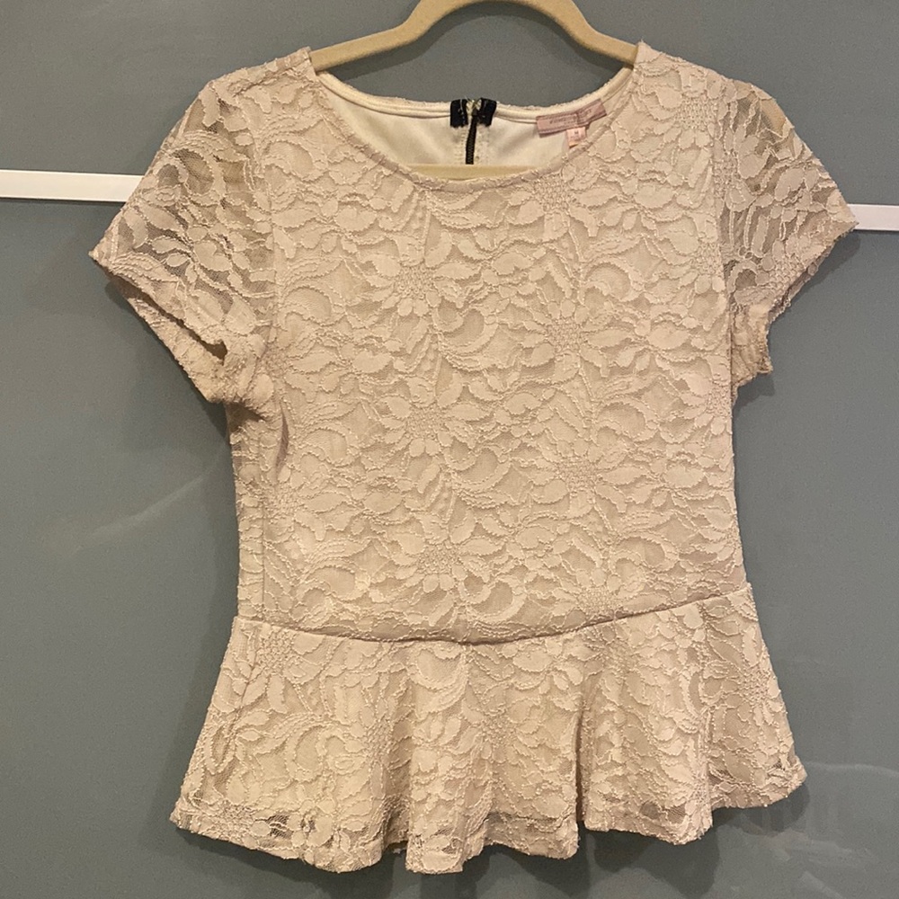 Off-White Lace Peplum Top